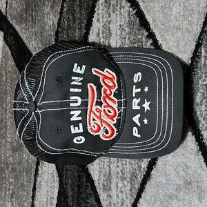 GENUINE FORD PARTS EMBROIDERED RAISED PATCH LOGO BLACK MESH TRUCKER CAP HAT